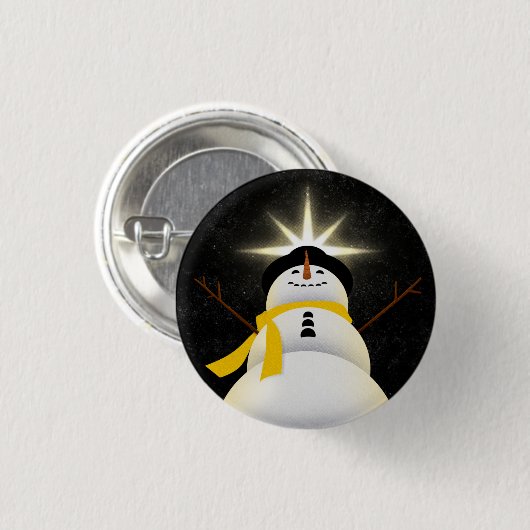 North Star Hovering Over Snowman - Button (Voorkant /achterkant)