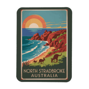 North Stradbroke Island Kangoeroes Illustratie Magneet