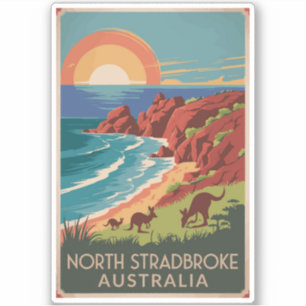North Stradbroke Island Kangoeroes Illustratie Sticker