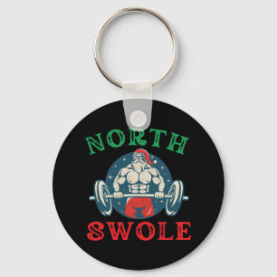 North Swole Funny Muscle Kerstman Bodybuild Sleutelhanger