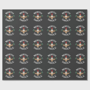 North Swole Funny Muscle Santa Christmas Fitness Cadeaupapier