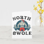 North Swole Funny Workout Kerstman Bodybuilding Kaart (Gele Bloem)