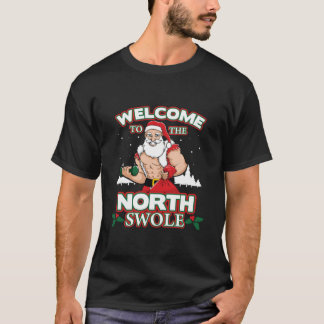 North Swole Sinterklaas Gewicht Lifting Gym Workou T-shirt