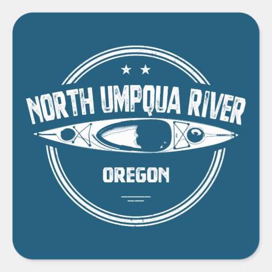 North Umpqua River Oregon Kayak Vierkante Sticker (Voorkant)