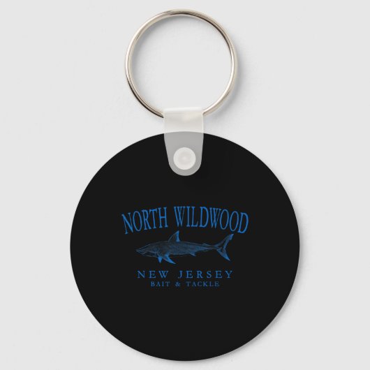 North Wildwood New Jersey Shark Gevist Arched Blu Sleutelhanger (Voorkant)