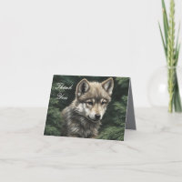 North Woods Wolf Cub plié Carte de remerciements