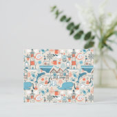 North Zee Cute Doodle Patroon Feestdagenkaart (Staand voorkant)