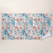 North Zee Cute Doodle Patroon Strandlaken (Voorkant)