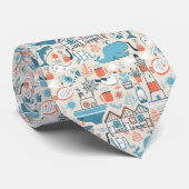 North Zee Cute Doodle Patroon Stropdas (Opgerold)