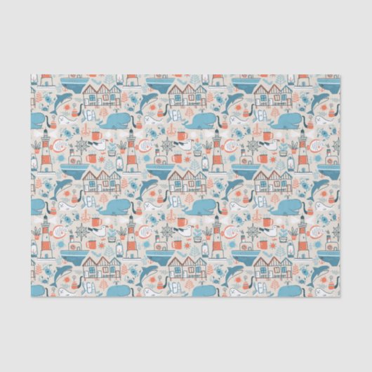 North Zee Cute Doodle Patroon Tissuepapier (Voorkant)