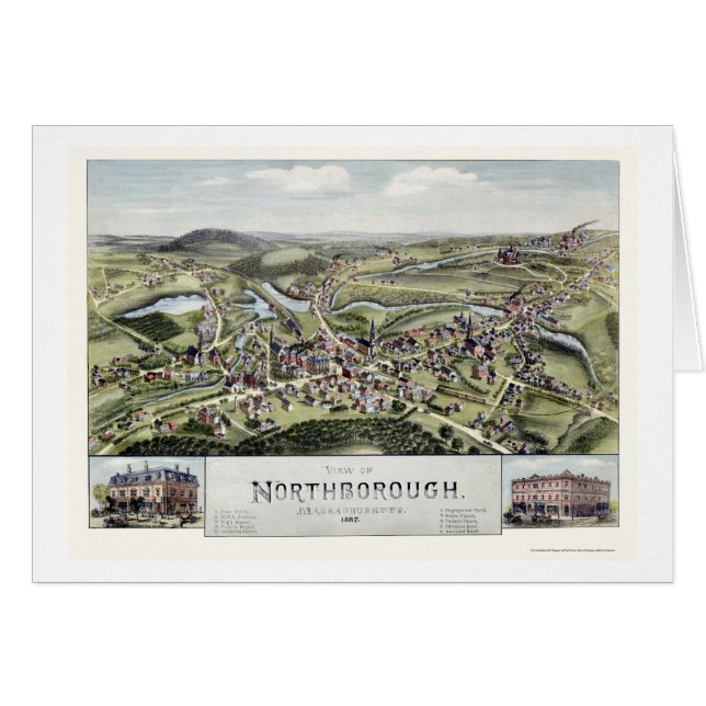 Northborough, carte panoramique de mA - 1887 (Devant horizontal)