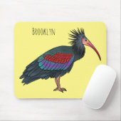 Northern bald ibis bird cartoon illustratie muismat (Met muis)