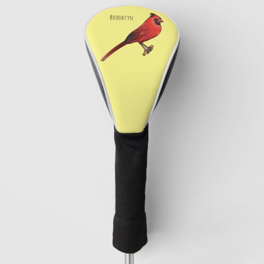 Northern cardinal bird cartoon illustratie golfheadcover (Voorkant)