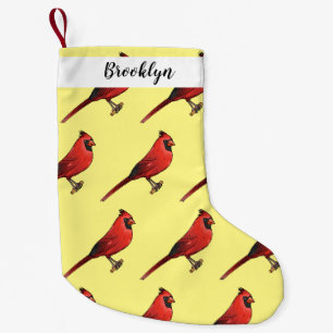 Northern cardinal bird cartoon illustratie kleine kerstsok