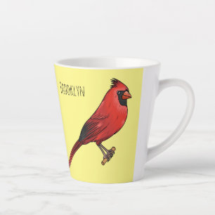 Northern cardinal bird cartoon illustratie latte mok