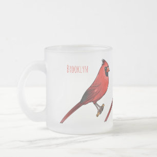 Northern cardinal bird cartoon illustratie matglas koffiemok
