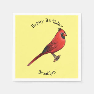 Northern cardinal bird cartoon illustratie servet
