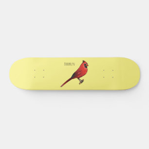 Northern cardinal bird cartoon illustratie skateboard