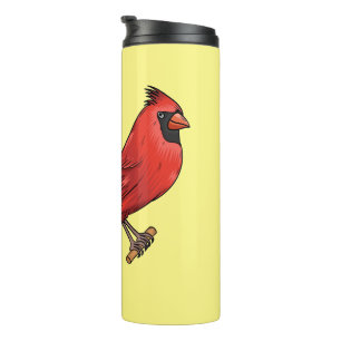 Northern cardinal bird cartoon illustratie thermosbeker