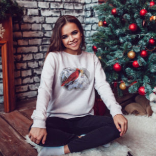 Northern Cardinal in snow sweatshirt
