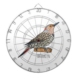 Northern flicker bird cartoon illustration dartbord