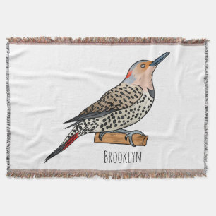 Northern flicker bird cartoon illustration deken