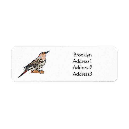 Northern flicker bird cartoon illustration etiket (Voorkant)