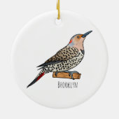 Northern flicker bird cartoon illustration keramisch ornament (Achterkant)