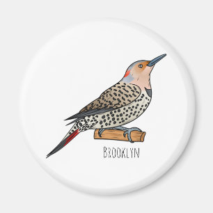Northern flicker bird cartoon illustration magneet