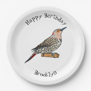 Northern flicker bird cartoon illustration papieren bordje