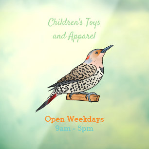 Northern flicker bird cartoon illustration raamsticker