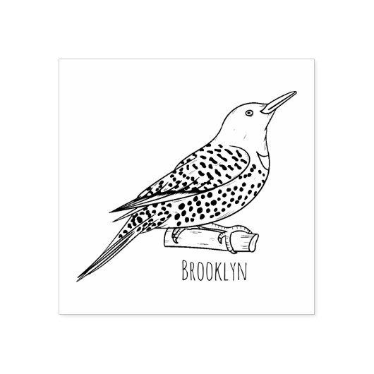 Northern flicker bird cartoon illustration rubberstempel (Afrduk)