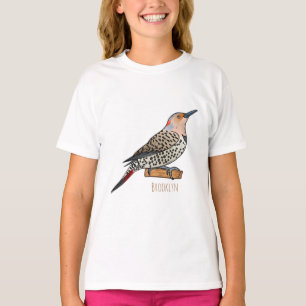 Northern flicker bird cartoon illustration t-shirt