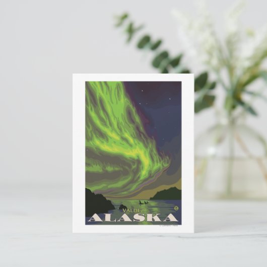 Northern Lights en Orcas - Valdez, Alaska Briefkaart (Staand voorkant)