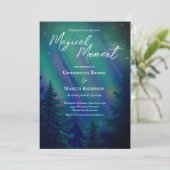 Northern Lights Forest  QR Code Wedding Kaart (Staand voorkant)