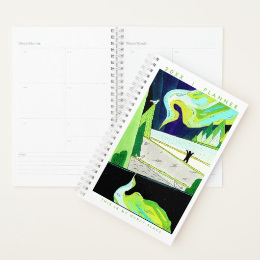 Northern Lights Happy Place Planner (Devant avec enveloppe)