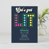 Northern Lights Lets Get Lit Retro Christmas Party Kaart (Staand voorkant)
