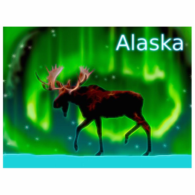 Northern Lights Moose - Alaska Fotobeeldje Magneet (Voorkant)