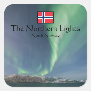 Northern Lights Norway Souvenir Vierkante Sticker