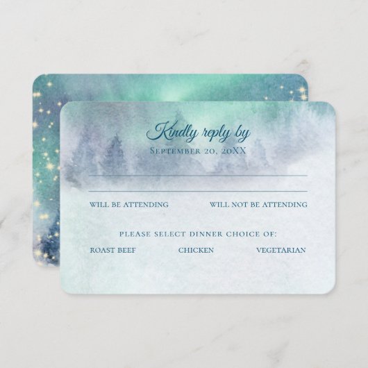 Northern Lights Starry Sky Wedding Response Kaart (Voorkant / Achterkant)