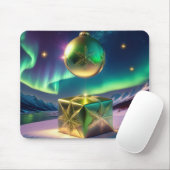 Northern Lights Xmas Bell Gift Box Snow Muismat (Met muis)