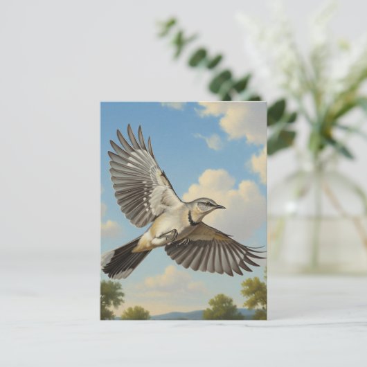 Northern Mockingbird in flight Briefkaart (Staand voorkant)