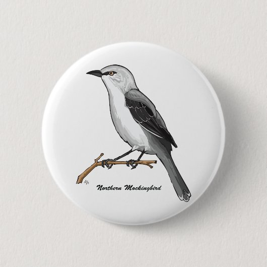 NORTHERN MOCKINGBIRD RONDE BUTTON 5,7 CM (Voorkant)