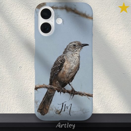 Northern Mockingbird Schilderij Custom Name Case-Mate iPhone Case