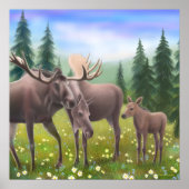 Northern Moose Family Poster (Voorkant)