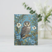Northern Saw-Whet Owl William Morris Inspired Briefkaart (Staand voorkant)