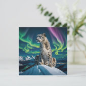 “Northern Sky Wanderer” – Snow Leopard Portrait Feestdagenkaart (Staand voorkant)