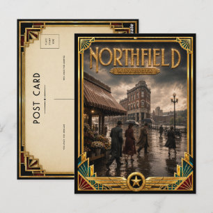 Northfield Minnesota Vintage Art Deco Gouden Tijdp Briefkaart