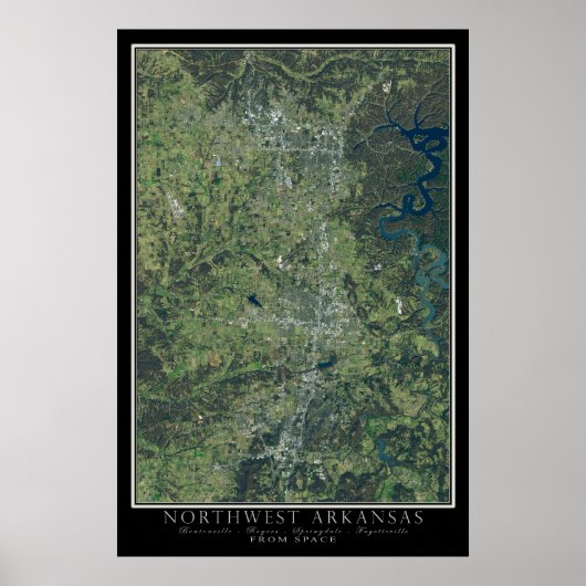 Northwest Arkansas Satellite Poster Map (Voorkant)
