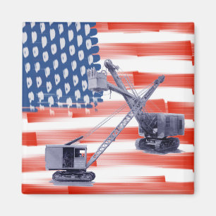 Northwest Crane Operator en Shovel American Flag Magneet
